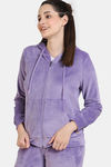 Zivame Plush Velour Knit Poly Winterwear Hoodie - Chalk Violet — thumbnail 3
